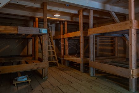 Photo for Cerkno, Slovenia, 28 June 2023: Interior of a wooden shed at The Franja Partisan Hospital in Slovenia - Royalty Free Image