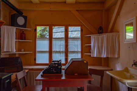 Photo for Cerkno, Slovenia, 28 June 2023: Interior of a wooden shed at The Franja Partisan Hospital in Slovenia - Royalty Free Image