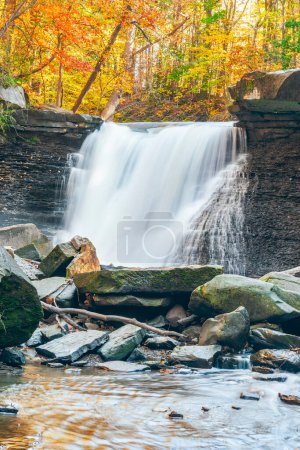 Téléchargez les photos : Une partie des Grandes chutes du ruisseau Tinkers en automne. Viaduc Park. Bedford. Ohio. États-Unis - en image libre de droit