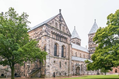 Photo for Lund, Scania, Sweden - June 24, 2014 - Lund Cathedral of the Lutheran Church of Sweden is a medieval cathedral built in Romanesque style - Royalty Free Image