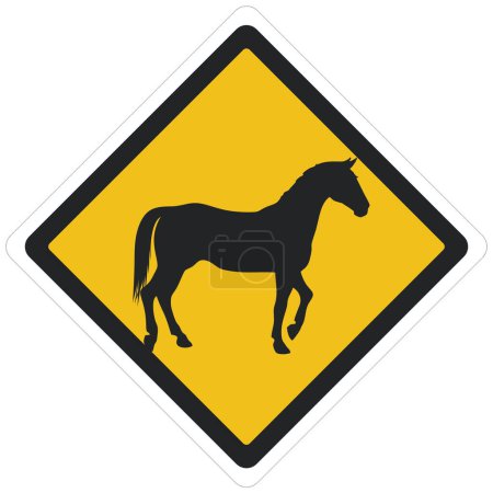 vector icon attention  horse road sign. Stock illustration horse symbol clipart