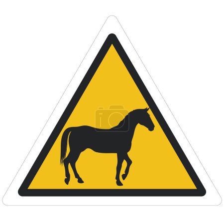 vector icon attention  horse road sign. Stock illustration horse symbol clipart