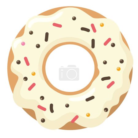 Pastel de rosquillas. Icono vectorial donut dulce con esmalte. Ilustración de un clipart de rosquilla de postre