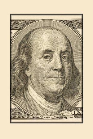 Téléchargez les photos : Une macro photographie extrêmement nette du père fondateur américain Benjamin Franklin, scientifique, auteur, diplomate, et bien plus encore. Il s'agit d'une édition maintenant abandonnée du projet de loi de 100 $. Un homme incroyable. - en image libre de droit