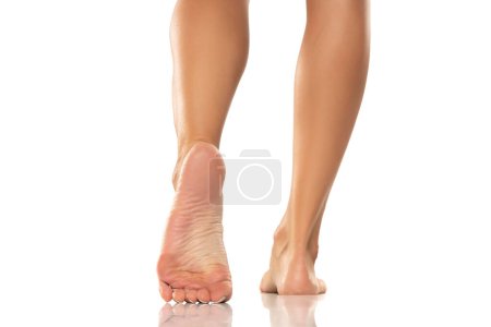 Téléchargez les photos : Pretty woman legs and sole feet on white studio background - en image libre de droit