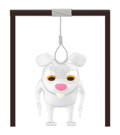 Photo for 3d character , rabbit gibbet , punishment - 3d toon rendering - Royalty Free Image