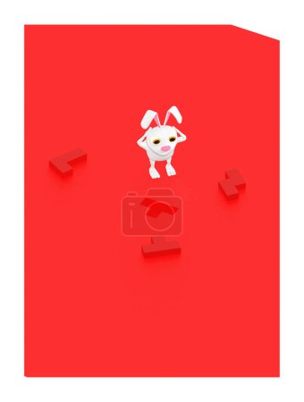 Photo for 3d character , rabbit , choose right shape jigsaw to attach the missing - 3d toon rendering - Royalty Free Image