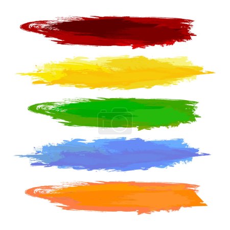 Téléchargez les illustrations : Vecteur Coups de pinceau à l'huile colorée sur fond blanc isolé - en licence libre de droit