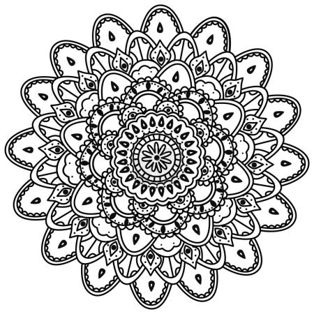 Ilustración de Mandala, dibujo a mano vectorial, Adornos de estilo étnico oriental. Dibujos para colorear. - Imagen libre de derechos