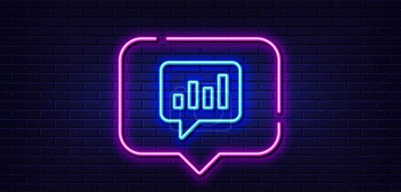 Illustration for Neon light speech bubble. Chart line icon. Report graph or Sales growth sign in speech bubble. Analysis and Statistics data symbol. Neon light background. Analytical Chat glow line. Vector - Royalty Free Image