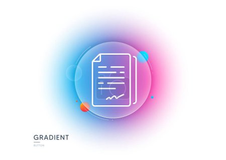 Illustration for Document signature line icon. Gradient blur button with glassmorphism. Agreement doc file sign. Office note symbol. Transparent glass design. Document signature line icon. Vector - Royalty Free Image