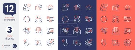 Illustration for Set of Recycling, Chemistry dna and Vip access line icons. Include Online question, Idea lamp, Energy drops icons. Seo statistics, Swipe up, Credit card web elements. Interview. Vector - Royalty Free Image