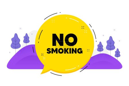 Illustration for No smoking banner. Speech bubble chat balloon. Stop smoke sign. Smoking ban symbol. Talk now open message. Voice dialogue cloud. Vector - Royalty Free Image