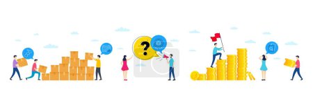 Illustration for Set of Justice scales, Chemical formula and Calendar graph line icons. People characters with delivery parcel, money coins. Include Inspect icons. For web, application. Vector - Royalty Free Image