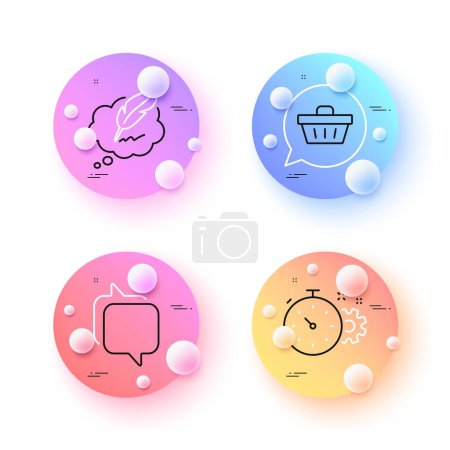 Ilustración de Timer Cogwheel, Copyright chat y Messenger iconos de línea mínima. esferas 3d o botones de bolas. Iconos de carrito de compras. Para web, aplicación, impresión. Vector - Imagen libre de derechos