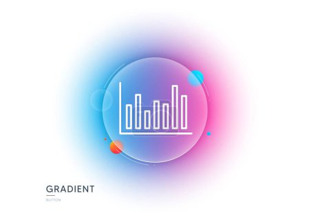 Illustration for Column chart line icon. Gradient blur button with glassmorphism. Financial graph sign. Stock exchange symbol. Business investment. Transparent glass design. Bar diagram line icon. Vector - Royalty Free Image