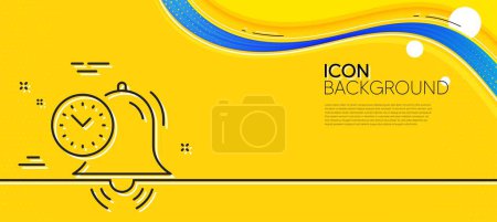 Illustration for Time management line icon. Abstract yellow background. Alarm clock sign. Watch symbol. Minimal time management line icon. Wave banner concept. Vector - Royalty Free Image