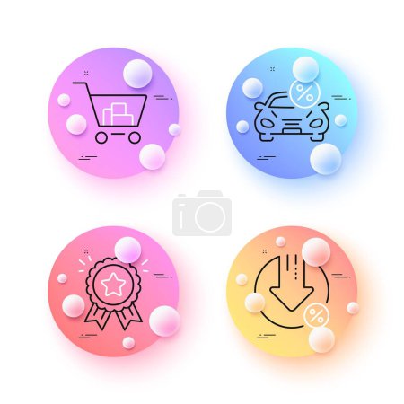 Illustration for Loan percent, Loyalty award and Car leasing minimal line icons. 3d spheres or balls buttons. Internet shopping icons. For web, application, printing. Vector - Royalty Free Image