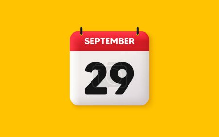 Illustration for Calendar date 3d icon. 29th day of the month icon. Event schedule date. Meeting appointment time. Agenda plan, September month schedule 3d calendar and Time planner. 29th day day reminder. Vector - Royalty Free Image
