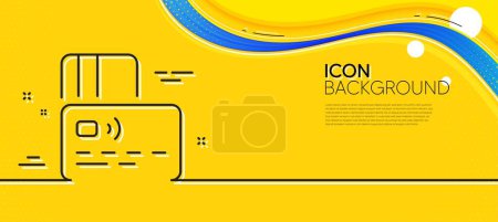 Illustration for Credit card line icon. Abstract yellow background. Bank money payment sign. Non-cash pay symbol. Minimal card line icon. Wave banner concept. Vector - Royalty Free Image
