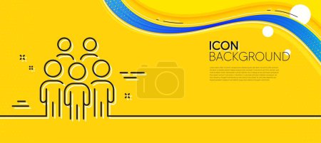 Illustration for Group people line icon. Abstract yellow background. Business conference sign. Team meeting symbol. Minimal group people line icon. Wave banner concept. Vector - Royalty Free Image