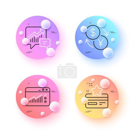 Photo for Loyalty card, Web traffic and Accounting minimal line icons. 3d spheres or balls buttons. Currency exchange icons. For web, application, printing. Vector - Royalty Free Image