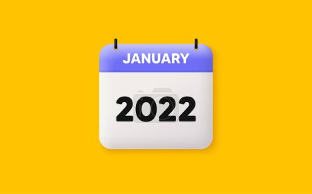 Illustration for Calendar agenda 3d icon. January month icon. Event schedule Jan date. Meeting appointment planner. Agenda plan, Month schedule 3d calendar and Time planner. January day reminder. 2022 year. Vector - Royalty Free Image