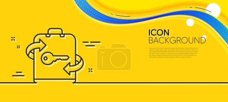 Illustration for Luggage room line icon. Abstract yellow background. Baggage Locker sign. Travel service symbol. Minimal luggage line icon. Wave banner concept. Vector - Royalty Free Image