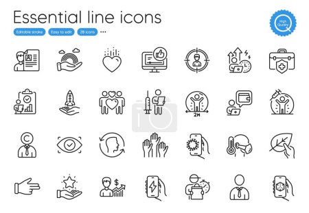 Difficult stress, Vaccination announcement and Wallet line icons. Collection of Like video, Lgbt, Voting hands icons. Heart, Job interview, Business growth web elements. 3d app. Vector