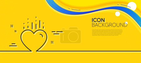 Illustration for Heart line icon. Abstract yellow background. Love emotion sign. Valentine day symbol. Minimal heart line icon. Wave banner concept. Vector - Royalty Free Image