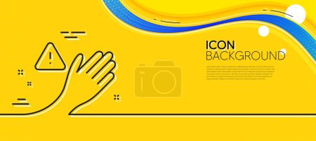 Illustration for Dont touch line icon. Abstract yellow background. Hand warning sign. Hygiene notification symbol. Minimal dont touch line icon. Wave banner concept. Vector - Royalty Free Image