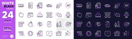 Illustration for Approved phone, Approved and Text message line icons for website, printing. Collection of Lock, Food app, Speaker icons. Video conference, Pin, Shift web elements. Time management. Vector - Royalty Free Image