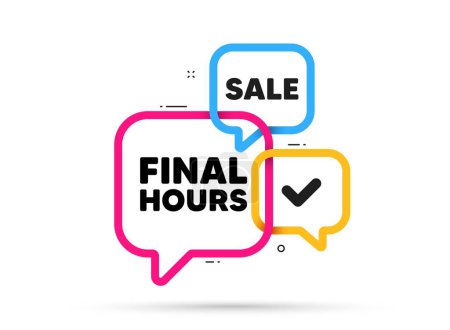 Illustration for Final hours sale. Ribbon bubble chat banner. Discount offer coupon. Special offer price sign. Advertising discounts symbol. Final hours adhesive tag. Promo banner. Vector - Royalty Free Image