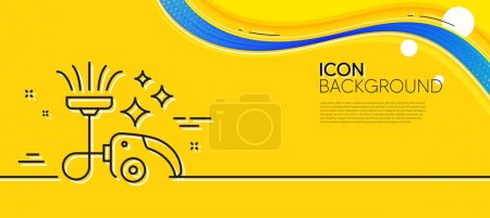 Illustration for Vacuum cleaner line icon. Abstract yellow background. Cleaning service symbol. Hoover sign. Minimal vacuum cleaner line icon. Wave banner concept. Vector - Royalty Free Image
