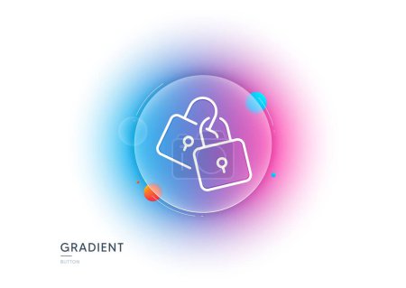 Illustration for Lock line icon. Gradient blur button with glassmorphism. Wedding padlock sign. Security access symbol. Transparent glass design. Locks line icon. Vector - Royalty Free Image