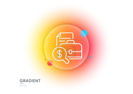 Illustration for Accounting report line icon. Gradient blur button with glassmorphism. Audit sign. Check finance symbol. Transparent glass design. Accounting report line icon. Vector - Royalty Free Image