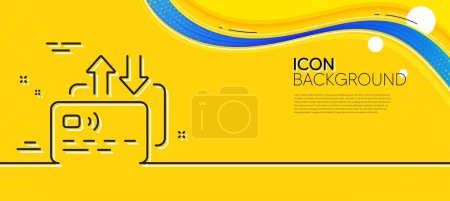 Illustration for Credit card line icon. Abstract yellow background. Send money payment sign. Finance transfer symbol. Minimal card line icon. Wave banner concept. Vector - Royalty Free Image