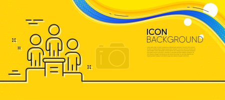 Illustration for Business podium line icon. Abstract yellow background. Employee nomination sign. Teamwork award symbol. Minimal business podium line icon. Wave banner concept. Vector - Royalty Free Image
