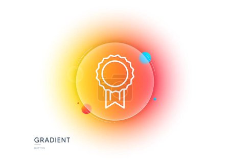 Illustration for Award Medal line icon. Gradient blur button with glassmorphism. Winner achievement symbol. Glory or Honor sign. Transparent glass design. Reward line icon. Vector - Royalty Free Image