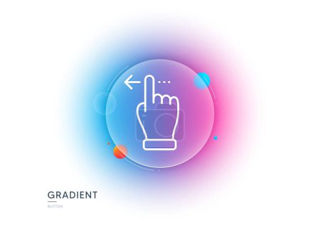 Ilustración de Touchscreen gesture line icon. Gradient blur button with glassmorphism. Slide left arrow sign. Swipe action symbol. Transparent glass design. Touchscreen gesture line icon. Vector - Imagen libre de derechos
