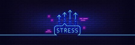 Illustration for Neon light glow effect. Stress grows line icon. Anxiety depression chat sign. Mental health symbol. 3d line neon glow icon. Brick wall banner. Stress grows outline. Vector - Royalty Free Image