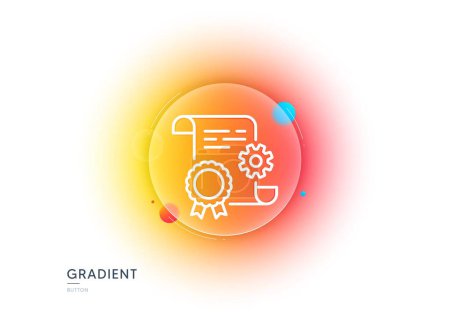 Illustration for Engineering doc line icon. Gradient blur button with glassmorphism. Technical documentation sign. Construction certificate symbol. Transparent glass design. Construction document line icon. Vector - Royalty Free Image