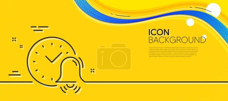 Illustration for Alarm bell line icon. Abstract yellow background. Time or watch sign. Minimal alarm bell line icon. Wave banner concept. Vector - Royalty Free Image