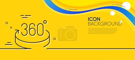 Illustration for 360 degrees line icon. Abstract yellow background. VR simulation sign. Panoramic view symbol. Minimal 360 degrees line icon. Wave banner concept. Vector - Royalty Free Image