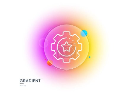 Illustration for Settings gear line icon. Gradient blur button with glassmorphism. Cogwheel with star sign. Working process symbol. Transparent glass design. Settings gear line icon. Vector - Royalty Free Image