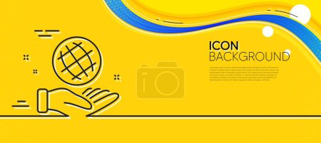 Illustration for Safe planet line icon. Abstract yellow background. World sign. Ecology symbol. Minimal safe planet line icon. Wave banner concept. Vector - Royalty Free Image
