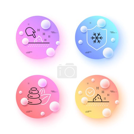 Illustration for Skin care, Skin moisture and Spa stones minimal line icons. 3d spheres or balls buttons. For web, application, printing. Face cream, Wet cream, Bath. Cold protect. Skin care line icon banner. Vector - Royalty Free Image