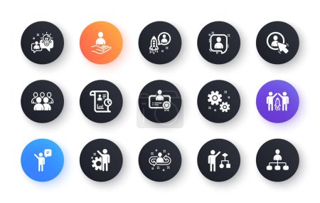 Illustration for Management icons. Business people, Algorithm and Group. Startup strategy classic icon set. Circle web buttons. Vector - Royalty Free Image