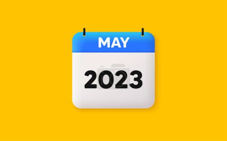 Illustration for Calendar schedule 3d icon. May month icon. Event schedule May date. Meeting appointment planner. Agenda plan, Month schedule 3d calendar and Time planner. May day reminder. 2023 year. Vector - Royalty Free Image