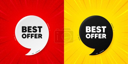 Illustration for Best offer tag. Flash offer banner with quote. Special price Sale sign. Advertising Discounts symbol. Starburst beam banner. Best offer speech bubble. Vector - Royalty Free Image